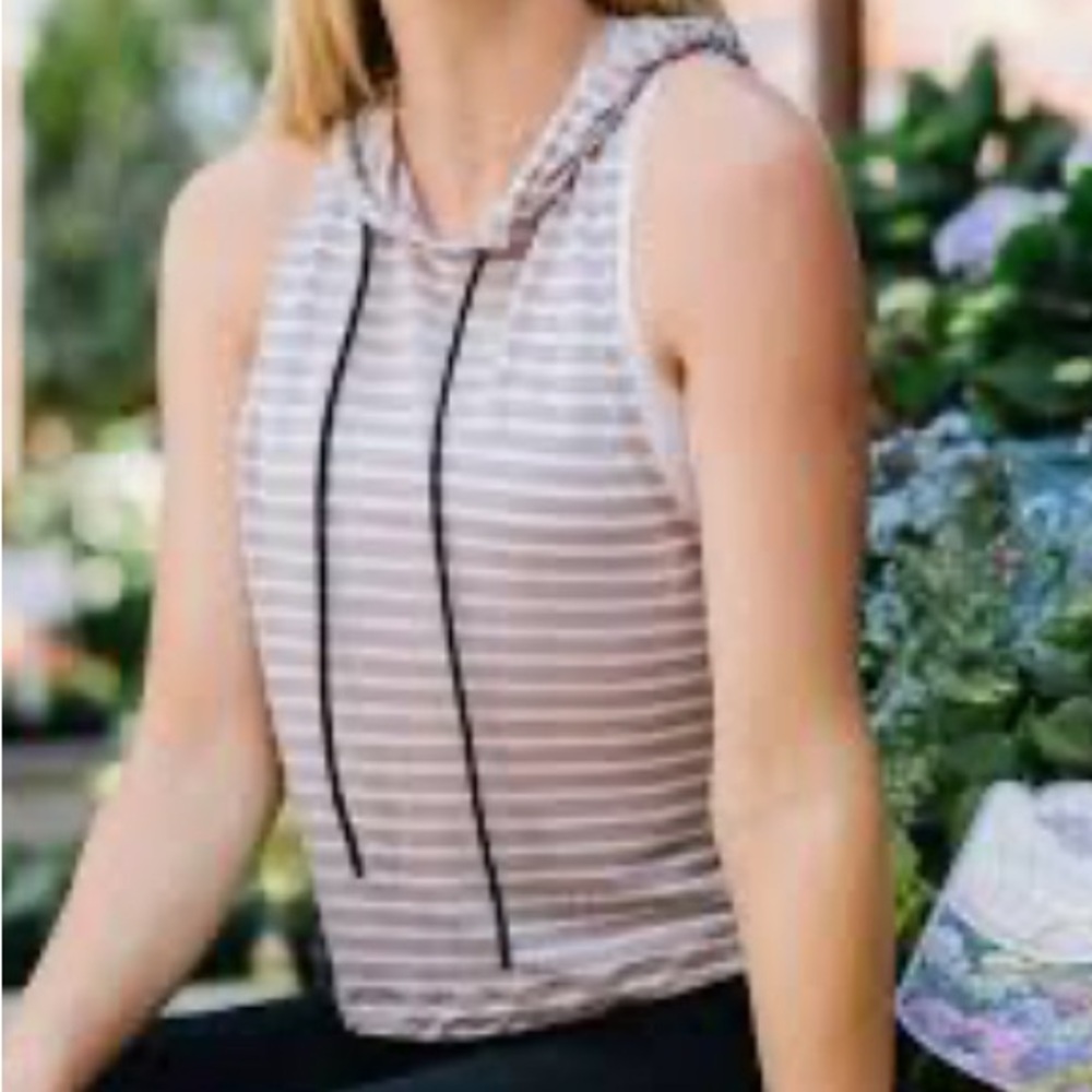 Striped Sleeveless Hoodie Top